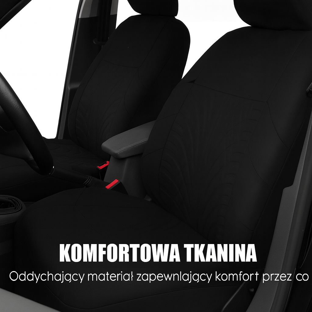 Zestaw wytrzymałych pokrowców na fotele samochodowe (z wyglądem bieżnika opon)
