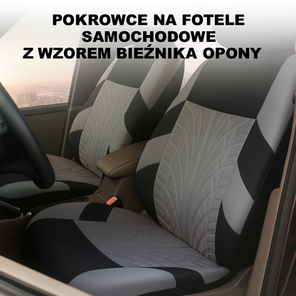 Zestaw wytrzymałych pokrowców na fotele samochodowe (z wyglądem bieżnika opon)