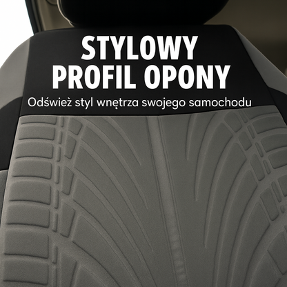 Zestaw wytrzymałych pokrowców na fotele samochodowe (z wyglądem bieżnika opon)