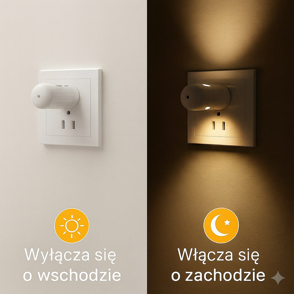 Inteligentna nocna lampka LED z czujnikiem zmierzchu