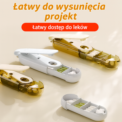 Przenośny, 2-w-1 rozdrabniacz do tabletek i piętrowy pojemnik na leki