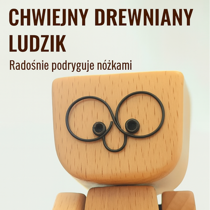 Urocza drewniana figurka – 12 wyrazów twarzy