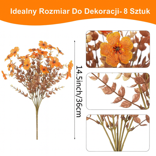 Sztuczne kwiaty do dekoracji ogrodu – zestaw 8 sztuk na zewnątrz