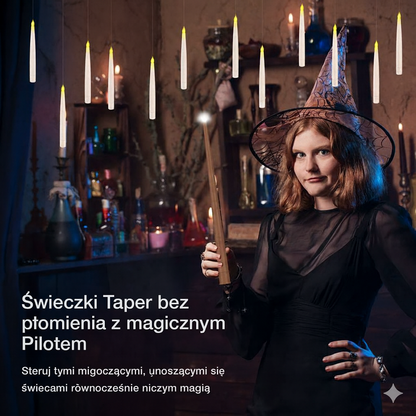 12 unoszących się świec LED z pilotem w kształcie różdżki – bezpłomieniowe wiszące świece do dekoracji bożonarodzeniowych i halloweenowych