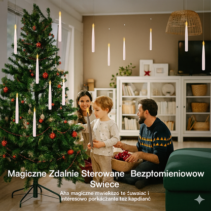 12 unoszących się świec LED z pilotem w kształcie różdżki – bezpłomieniowe wiszące świece do dekoracji bożonarodzeniowych i halloweenowych