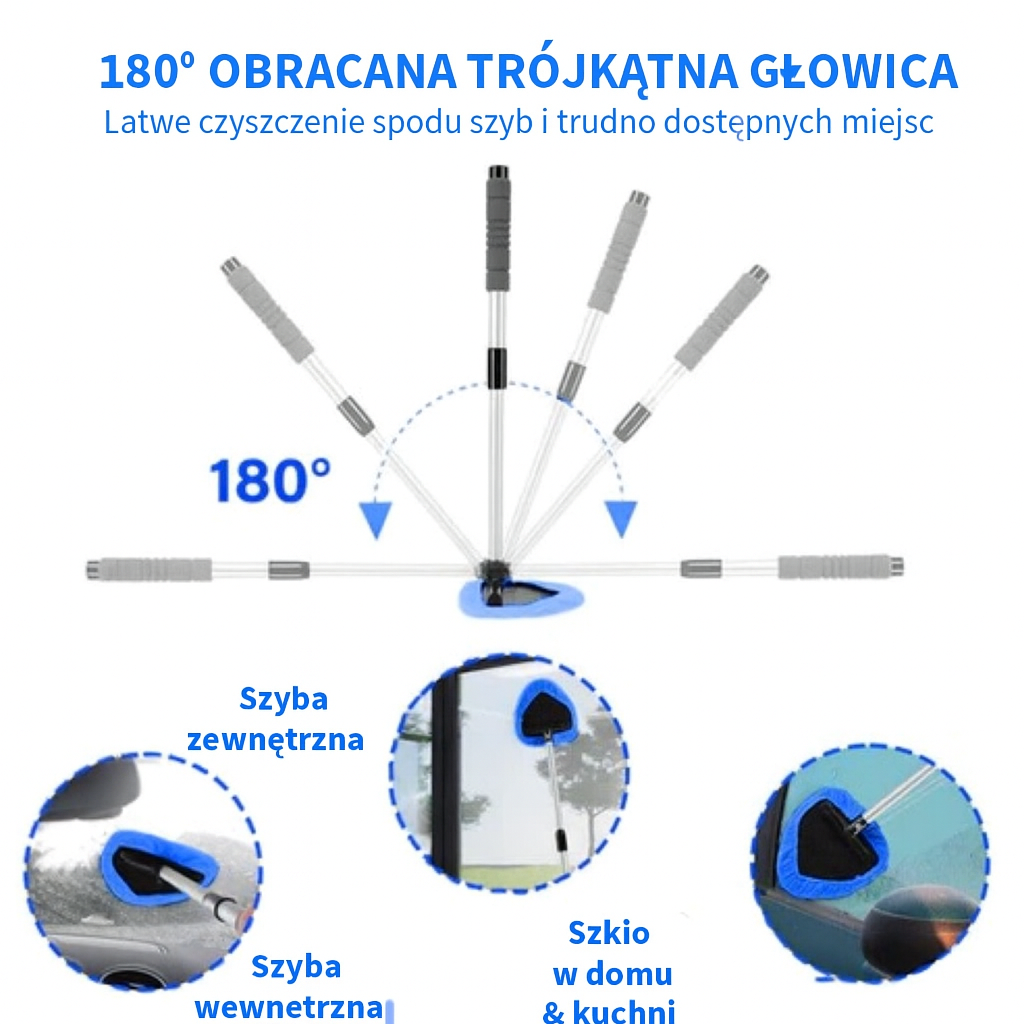 Ściągaczka do szyb samochodowych – wysuwana i obrotowa 180°