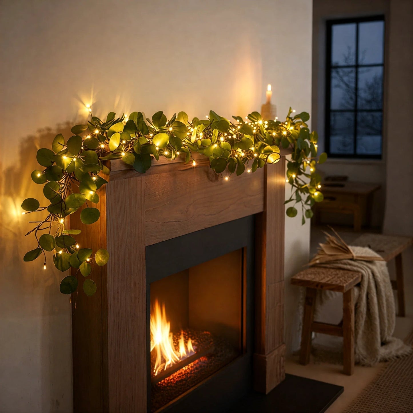 Bezprzewodowy girlandowy światełek w kształcie gałązek oliwnych