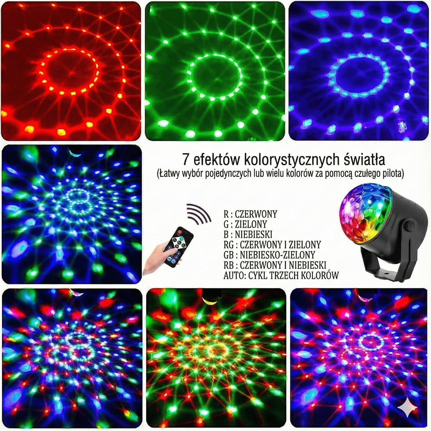 Magiczna przenośna kula dyskotekowa RGB