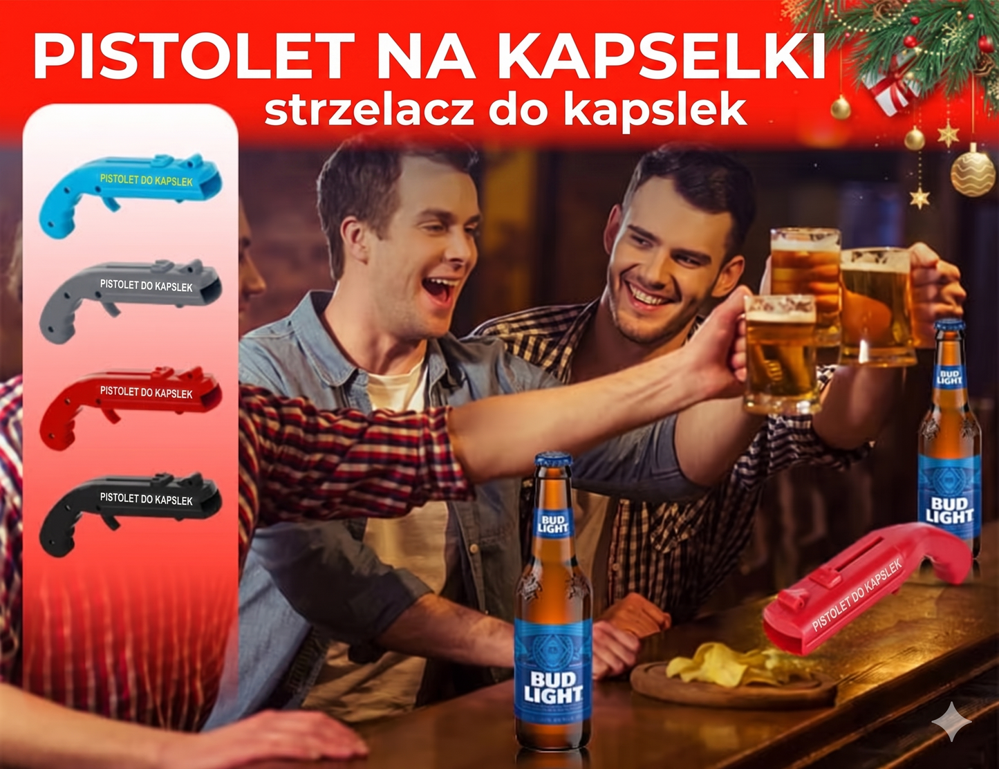 Pistoletowy otwieracz do butelek – Strzelający gadżet – Najlepszy niezbędnik imprezowy