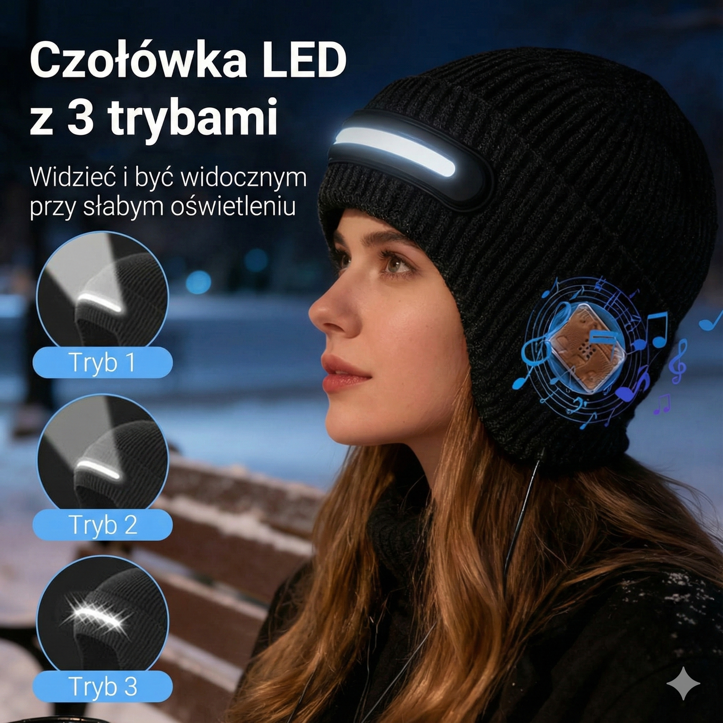 Inteligentna czapka — Bluetooth i oświetlenie LED