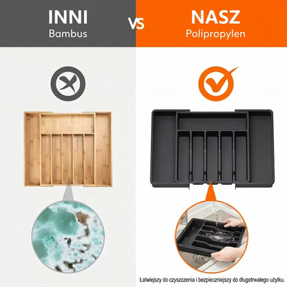 Wysuwana tacka na naczynia do szuflady kuchennej