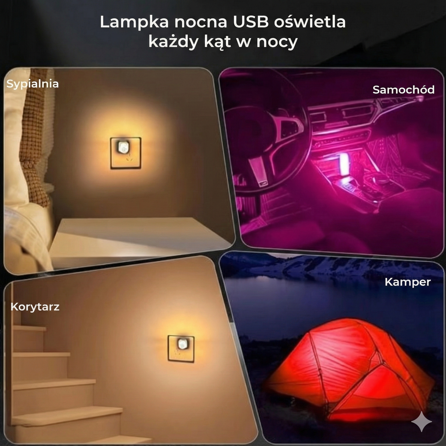 Samochodowe USB LED światło