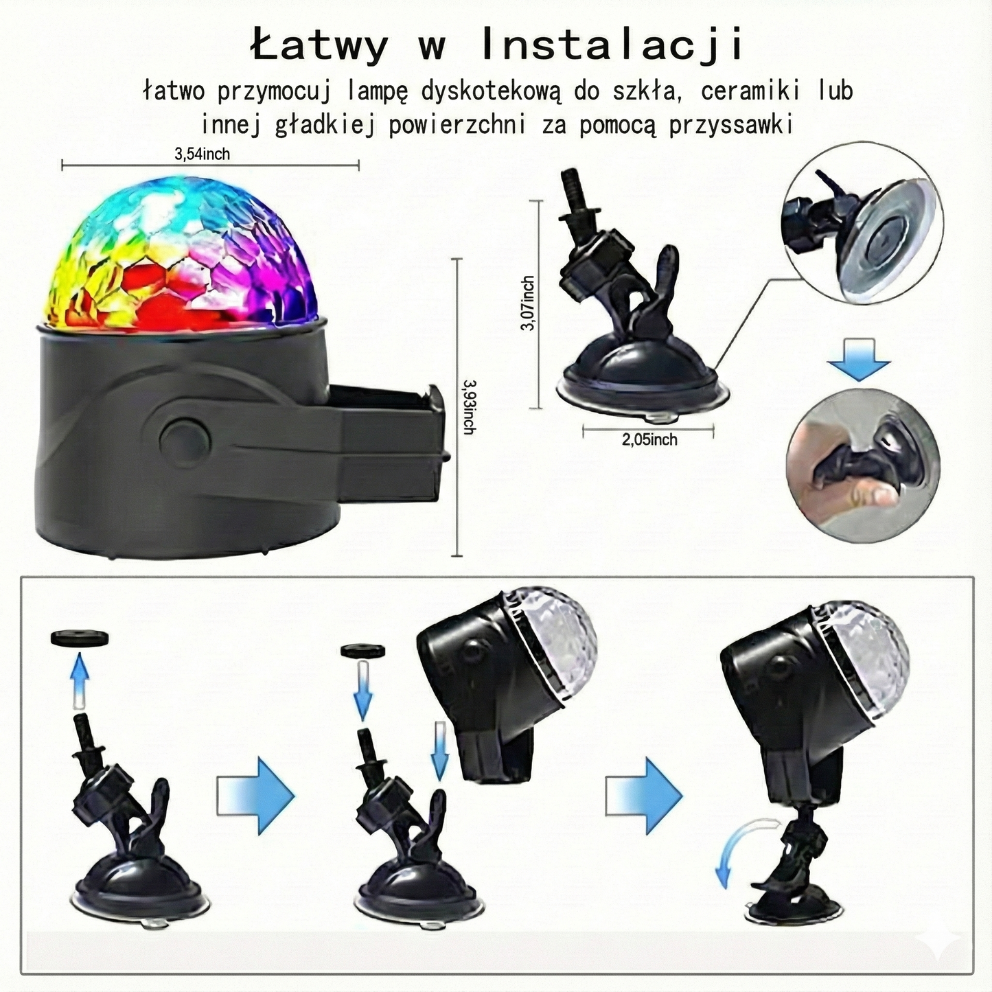 Magiczna przenośna kula dyskotekowa RGB