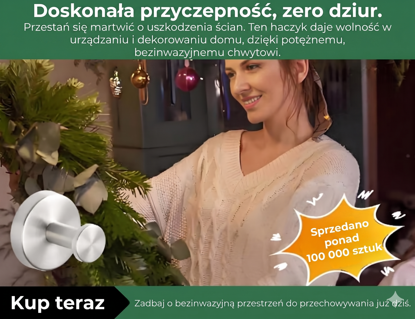 [2 sztuki] Mocne haczyki na przyssawki – Samoprzylepne haczyki ścienne bez wiercenia