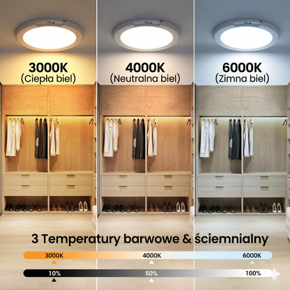 Lampa sufitowa akumulatorowa z czujnikiem ruchu - bezprzewodowa - w zestawie pilot
