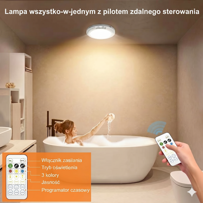 Lampa sufitowa akumulatorowa z czujnikiem ruchu - bezprzewodowa - w zestawie pilot