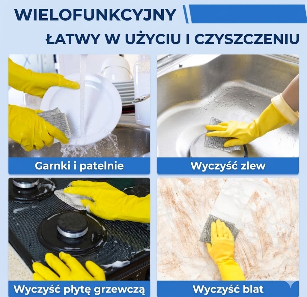 Wielorazowe srebrne ściereczki z siatki (zestaw 10 szt.) – skuteczne czyszczenie bez zarysowań – do garnków, szkła i blatów – szybkoschnące i trwałe