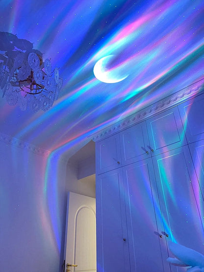 Projektor 2w1: Zorza polarna i rozgwieżdżone niebo