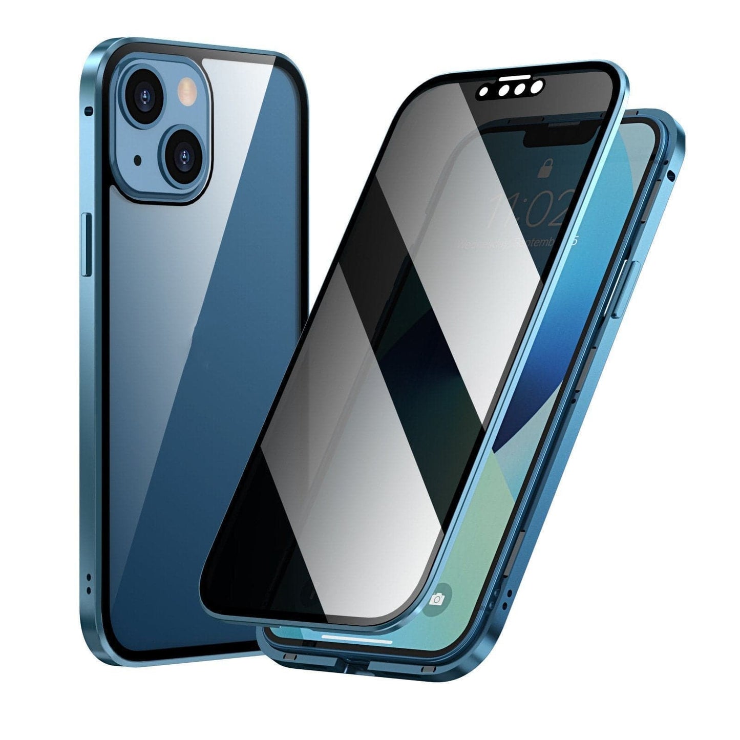 Magnetyczne etui prywatności do iPhone – Ochrona 360° – Szkło hartowane z filtrem prywatności – Dwustronna ochrona przeciwwstrząsowa