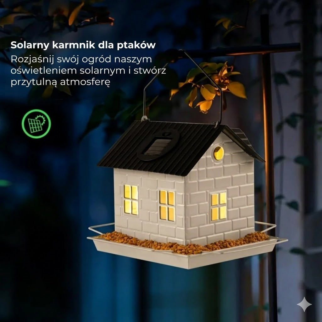 🕊️ Domek dla ptaków zasilany energią słoneczną – automatyczne oświetlenie