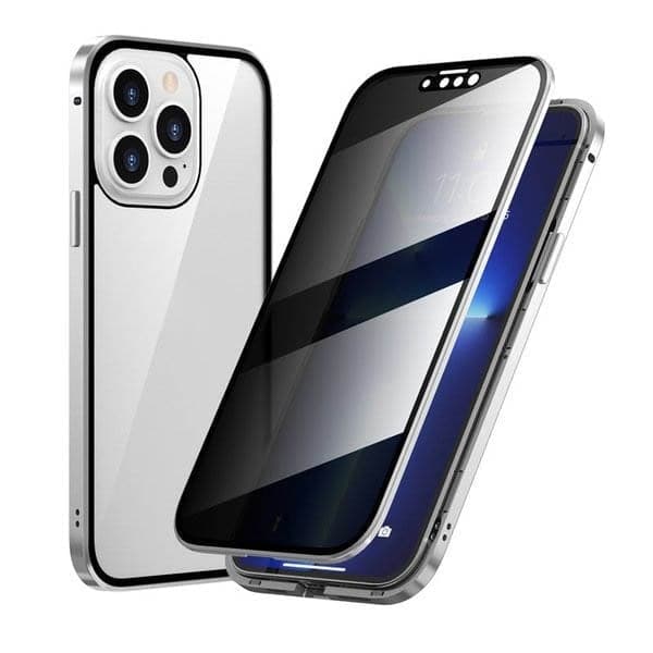 Magnetyczne etui prywatności do iPhone – Ochrona 360° – Szkło hartowane z filtrem prywatności – Dwustronna ochrona przeciwwstrząsowa