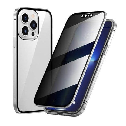 Magnetyczne etui prywatności do iPhone – Ochrona 360° – Szkło hartowane z filtrem prywatności – Dwustronna ochrona przeciwwstrząsowa
