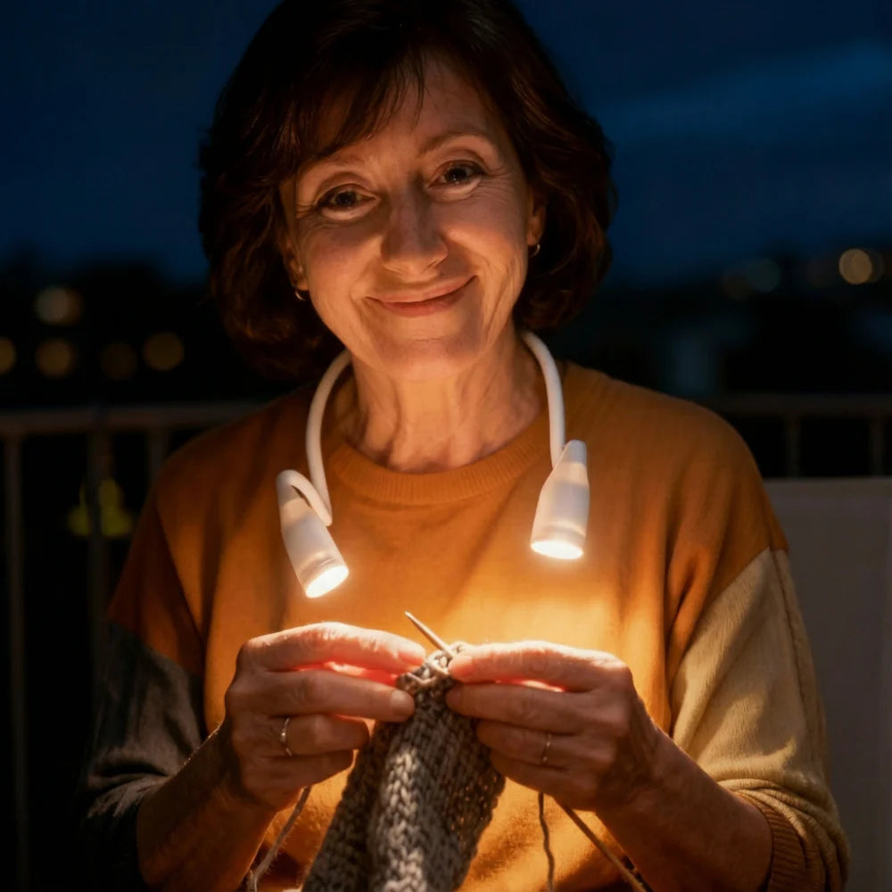 Ładowana lampa LED na szyję do czytania i robótek ręcznych (z regulacją jasności)