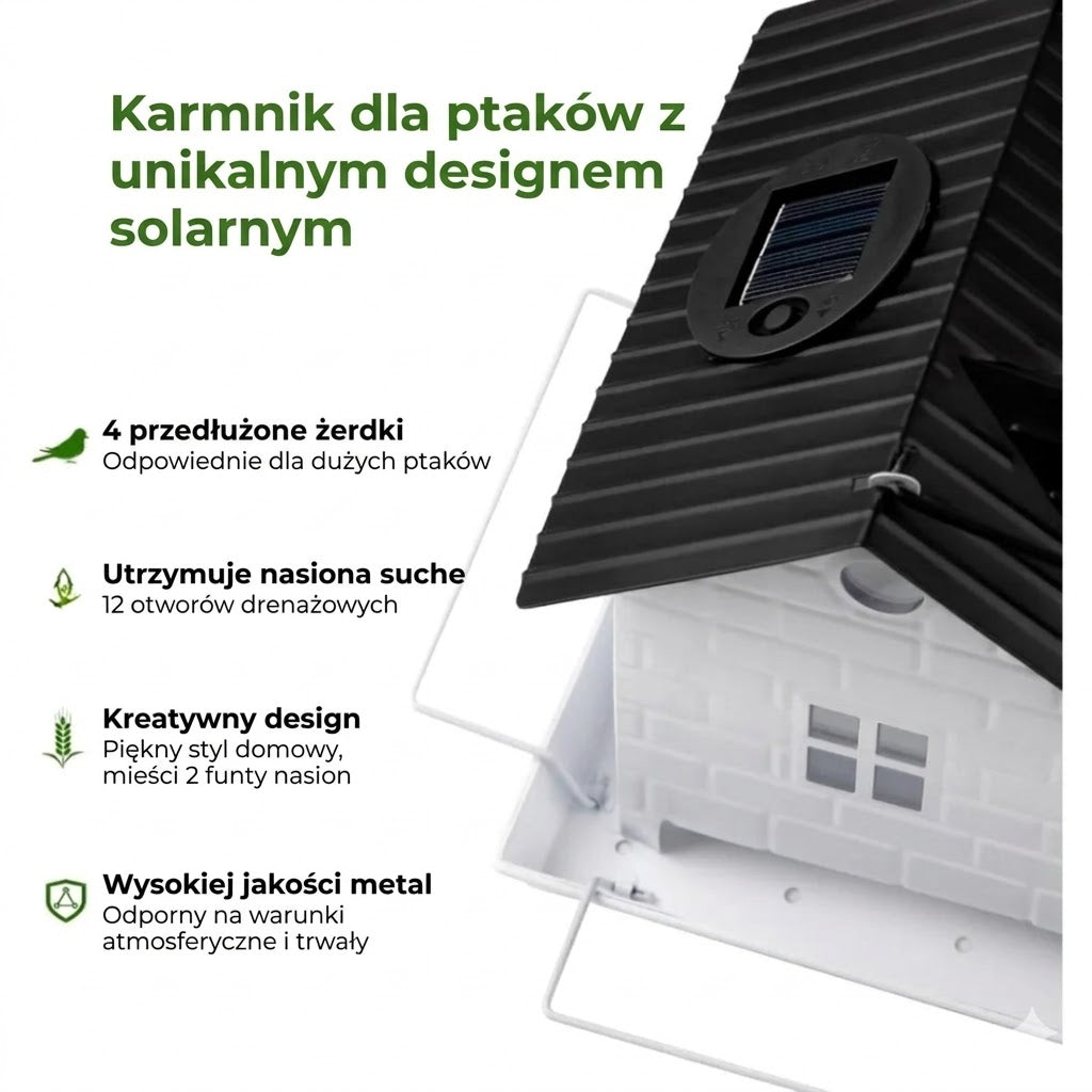 🕊️ Domek dla ptaków zasilany energią słoneczną – automatyczne oświetlenie