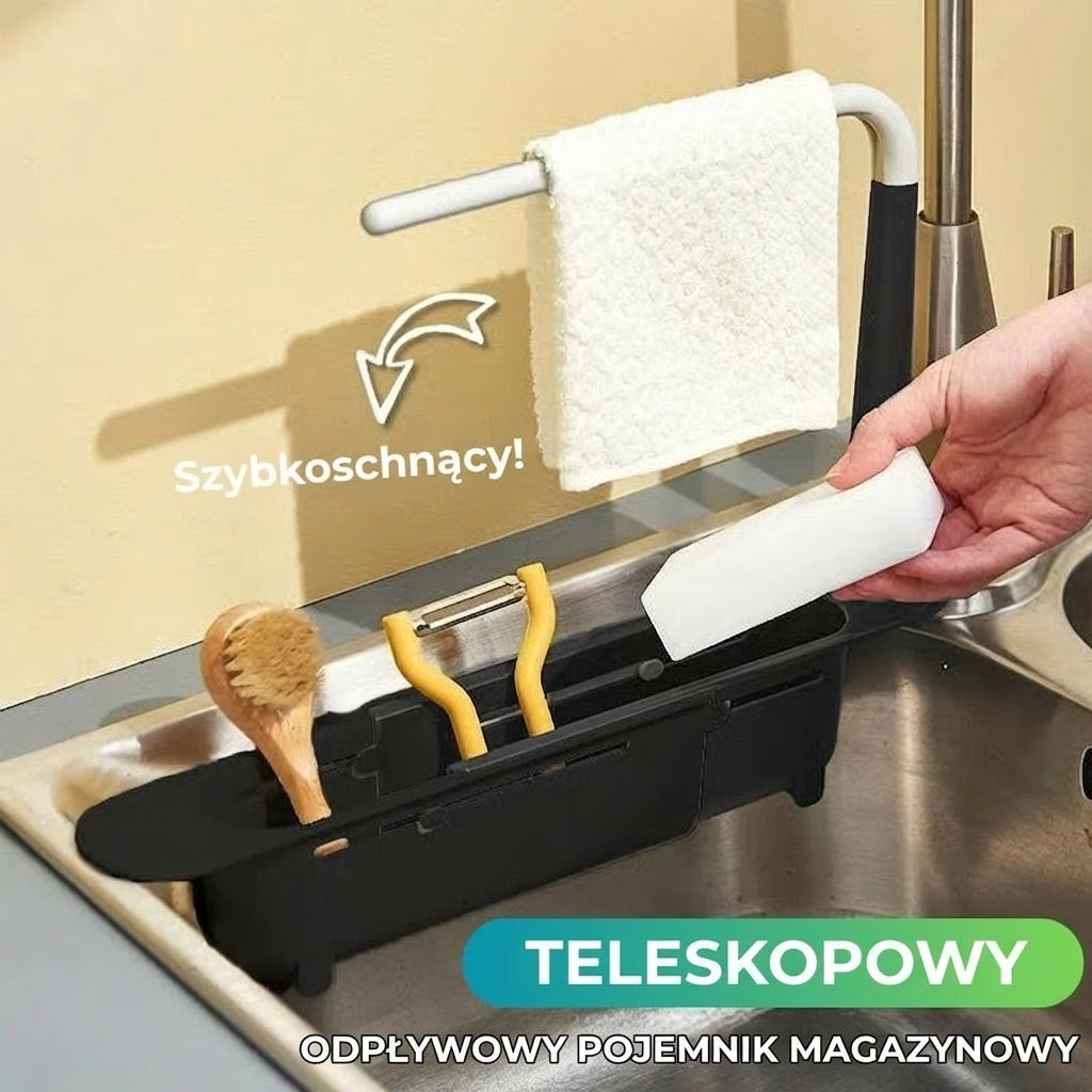 Regulowana (rozsuwana) półka do zlewu