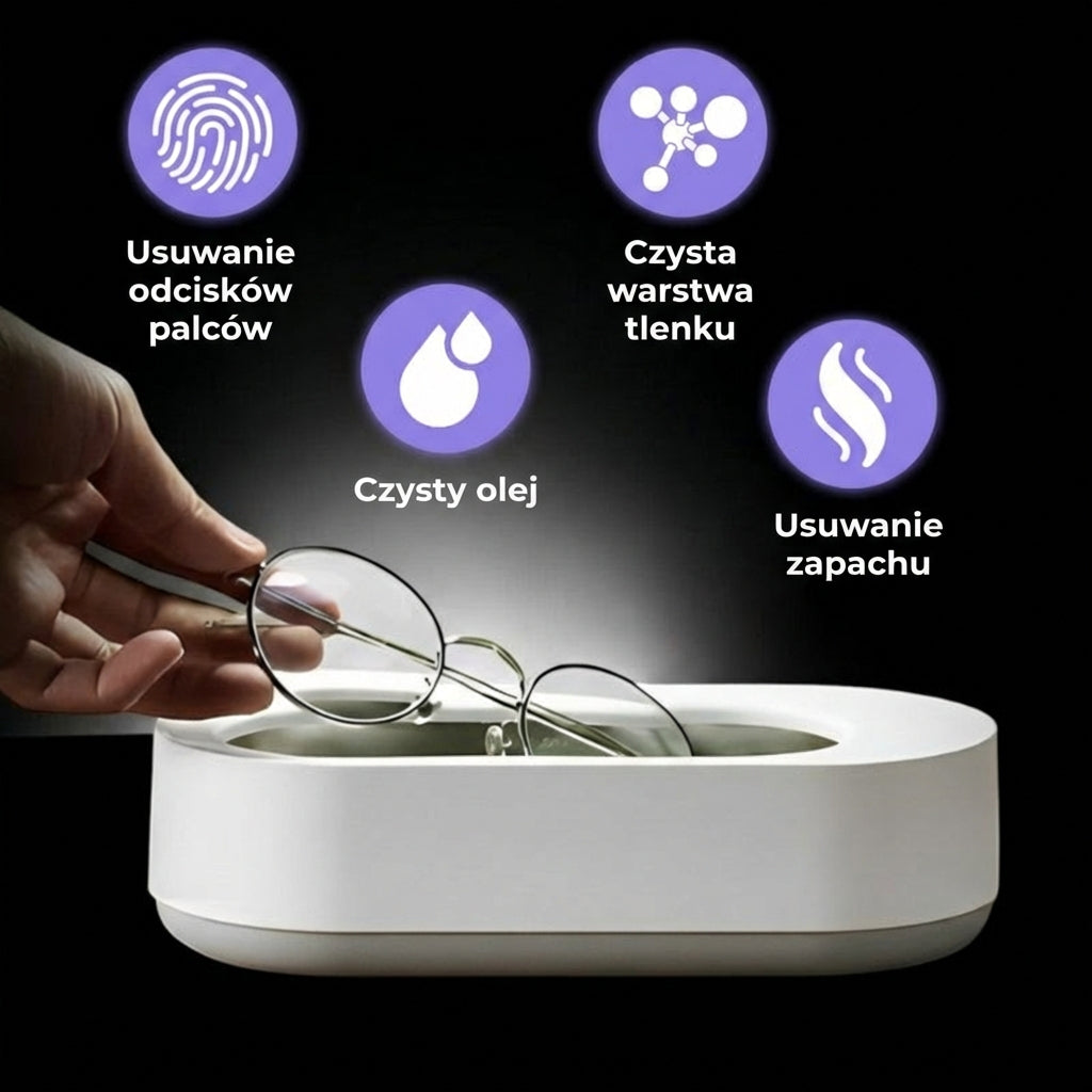 Clearzy™ ultradźwiękowa myjka do okularów i biżuterii – profesjonalna wanienka czyszcząca (również do protez)