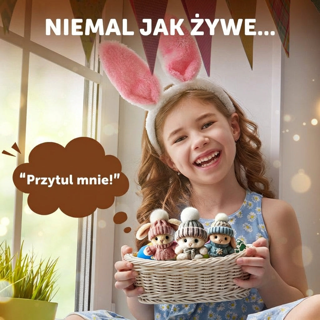 Ręcznie robiony mini króliczek pluszowy – zabawny prezent wielkanocny i dekoracja