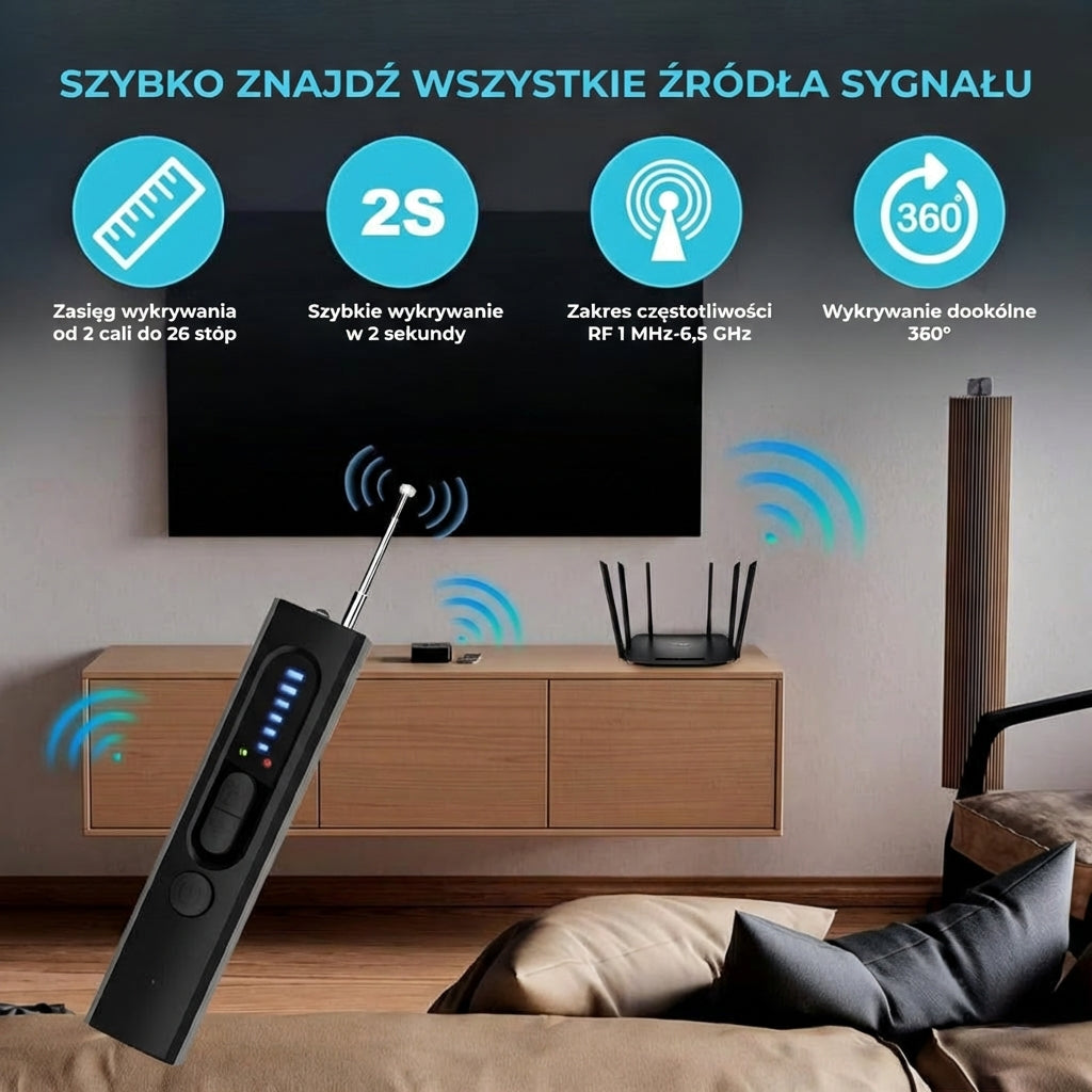 Detektor ukrytych kamer, wykrywacz lokalizatorów GPS oraz skaner sygnałów RF