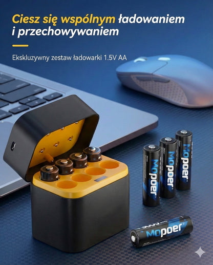 Zestaw ładowarki do akumulatorów z 8 akumulatorami AA – szybka ładowarka 2,5 h (do baterii AA i AAA)