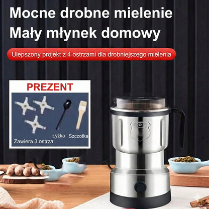 Elektryczny młynek do kawy i przypraw – młynek ze stali nierdzewnej do kawy, orzechów i nasion (kompaktowy)