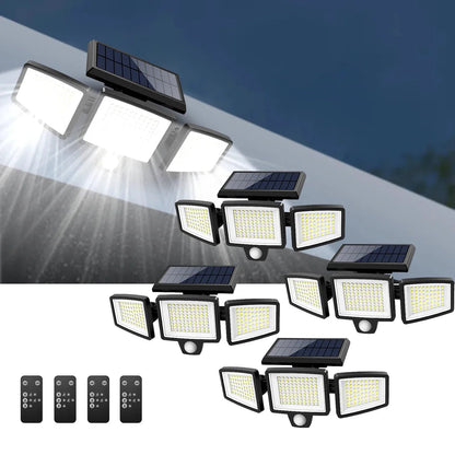 [200 diod LED] Solarna lampa ścienna z czujnikiem ruchu – Zewnętrzne oświetlenie solarne – Wodoodporność IP65 – 100% oszczędności energii