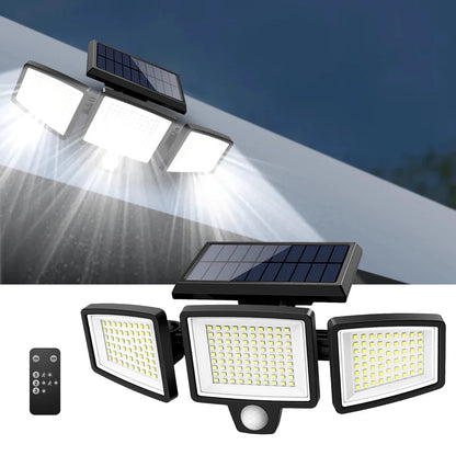 [200 diod LED] Solarna lampa ścienna z czujnikiem ruchu – Zewnętrzne oświetlenie solarne – Wodoodporność IP65 – 100% oszczędności energii
