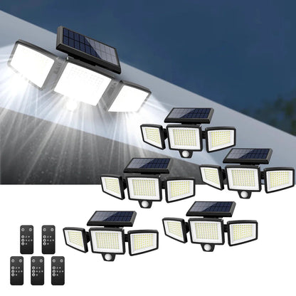 [200 diod LED] Solarna lampa ścienna z czujnikiem ruchu – Zewnętrzne oświetlenie solarne – Wodoodporność IP65 – 100% oszczędności energii