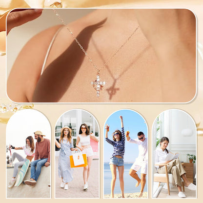 Naszyjnik "Forever Cross & Crown” z moissanitem