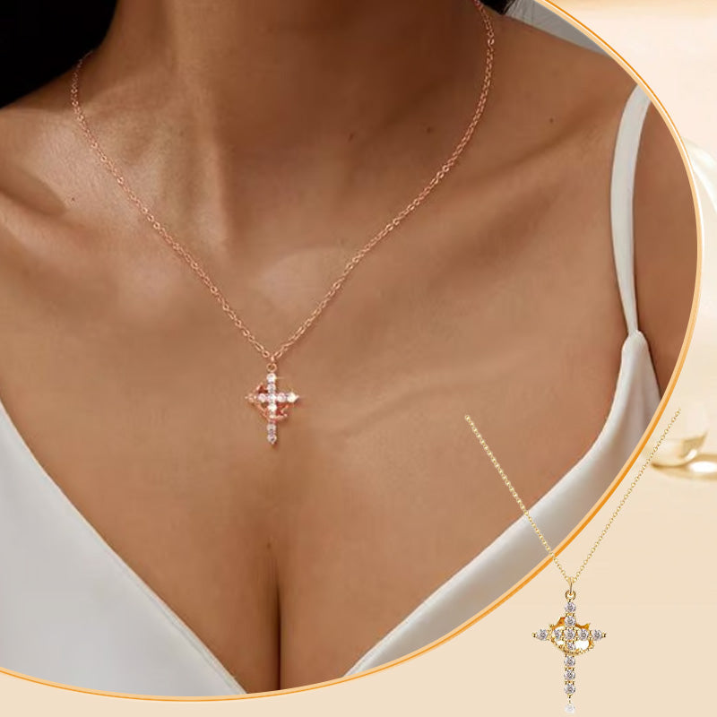 Naszyjnik "Forever Cross & Crown” z moissanitem