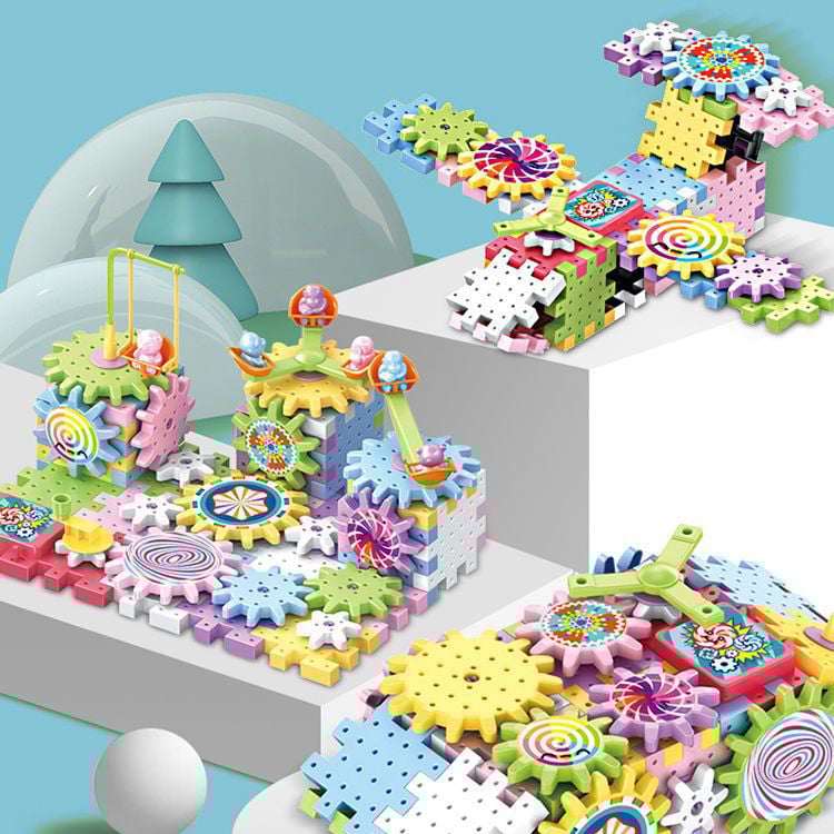 Edukacyjny zestaw klocków: elektryczne koła zębate