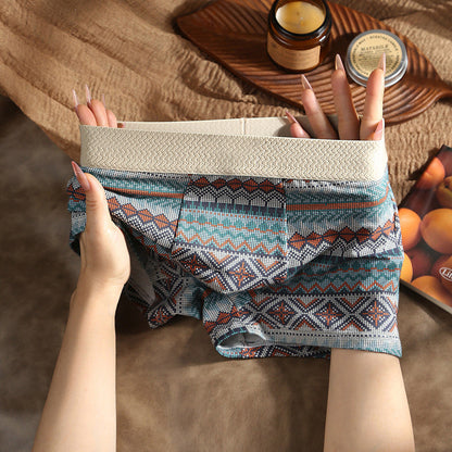 Oddychające bokserki męskie z geometrycznym wzorem – 1 zestaw (3 sztuki)