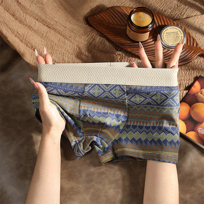 Oddychające bokserki męskie z geometrycznym wzorem – 1 zestaw (3 sztuki)