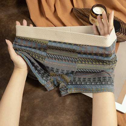 Oddychające bokserki męskie z geometrycznym wzorem – 1 zestaw (3 sztuki)