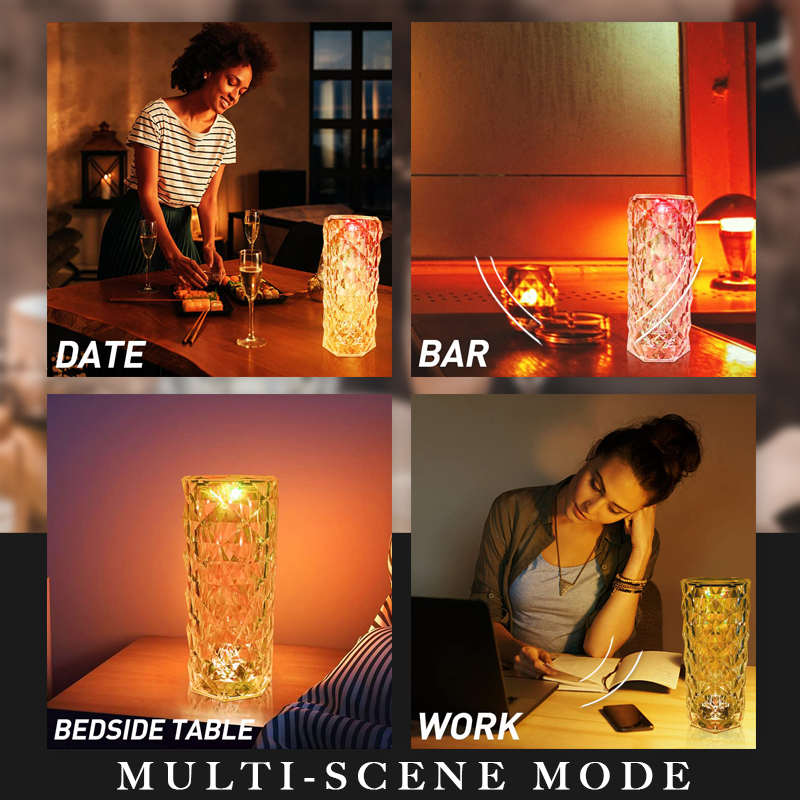 Romantyczna kryształowa róża ze zmieniającym się kolorem światłem