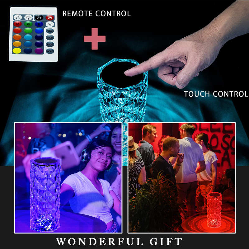 Romantyczna kryształowa róża ze zmieniającym się kolorem światłem