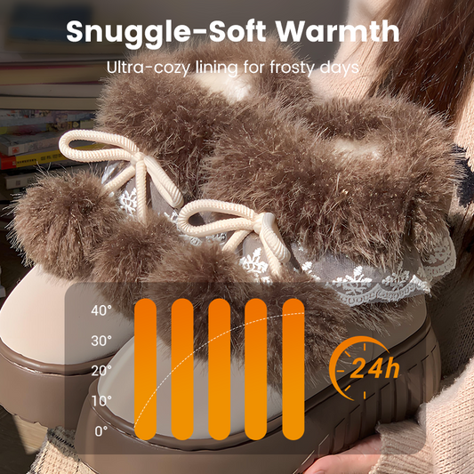 Ciepłe kapcie z grubą podeszwą i pomponami