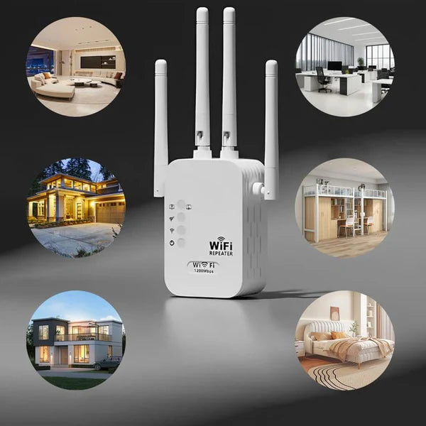 Wzmacniacz sygnału Wi-Fi 1200 Mbps – dwuzakresowy repeater (5 GHz i 2,4 GHz) – z portem Ethernet i WPS