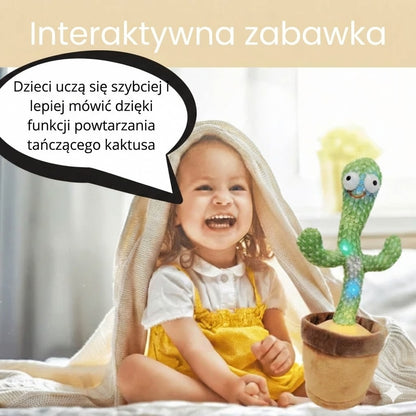 Tańczący i mówiący kaktus – interaktywna zabawka dla niemowląt, która zachęca do mówienia (z muzyką i światłami LED)
