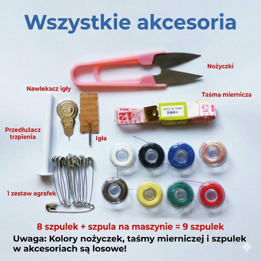 Mini ręczna maszyna do szycia – bezprzewodowa i przenośna – szybkie naprawy – z akcesoriami – biała