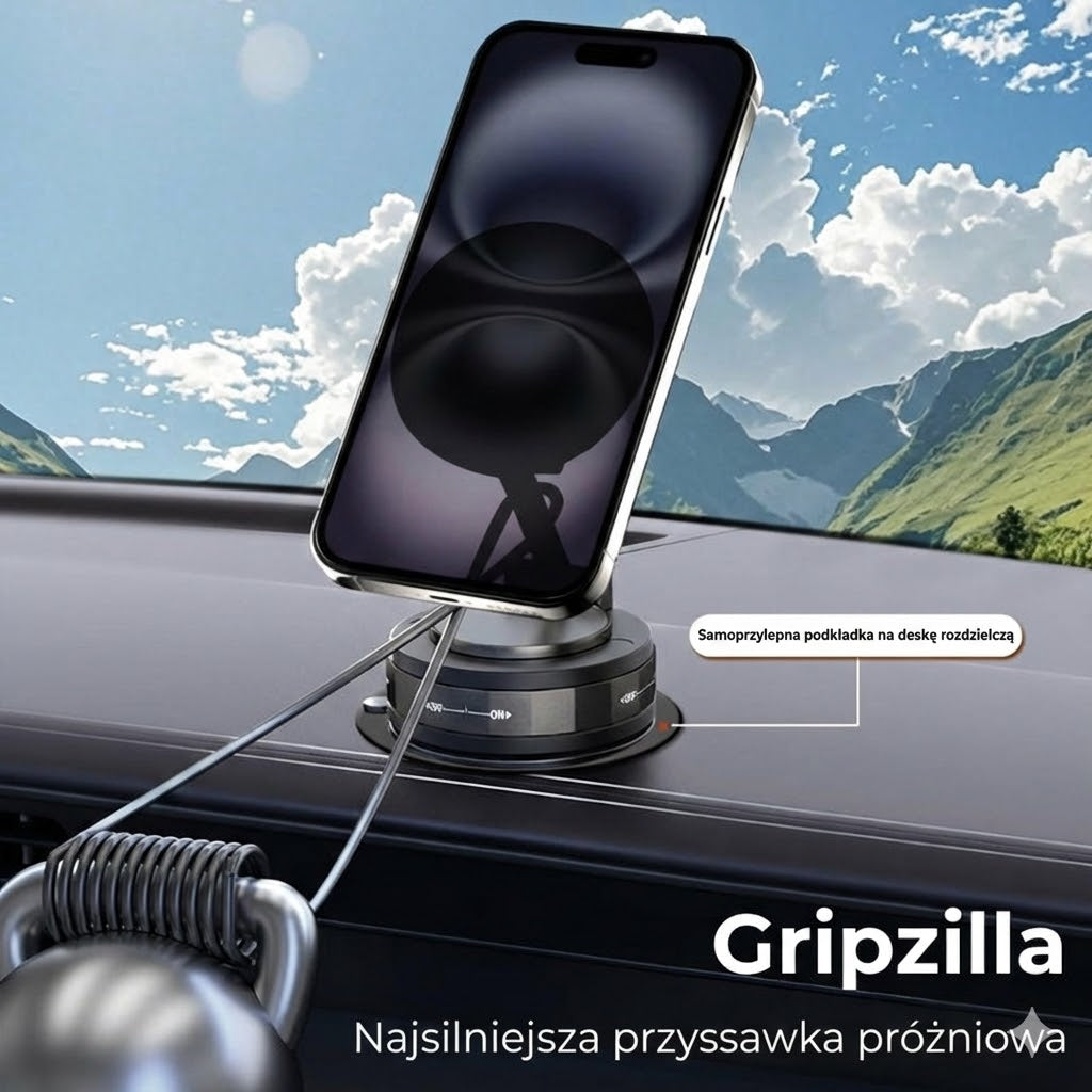 Magnetyczny uchwyt samochodowy na telefon – przyssawka próżniowa + mocowanie magnetyczne – obrót 360° – stabilne mocowanie do deski rozdzielczej i szyby